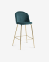 Turquoise velvet Ivonne stool height 76 cm