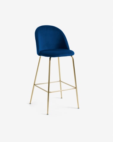 Blue velvet Ivonne stool height 76 cm