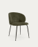 Stuhl Minna aus grünem Chenille und Stahlbeinen mit schwarzem Finish