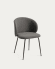 Krzesło Minna ciemnoszare i stalowe nogi z czarnym wykończeniem