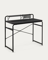 Foreman Schreibtisch aus Melamin schwarz und Stahlbeine mit schwarzem Finish 98 x 46 cm