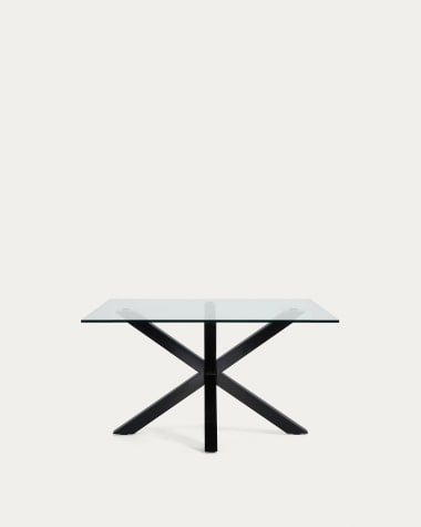 Τραπέζι σαλονιού Argo 130x70εκ, γυαλί, μαύρα πόδια