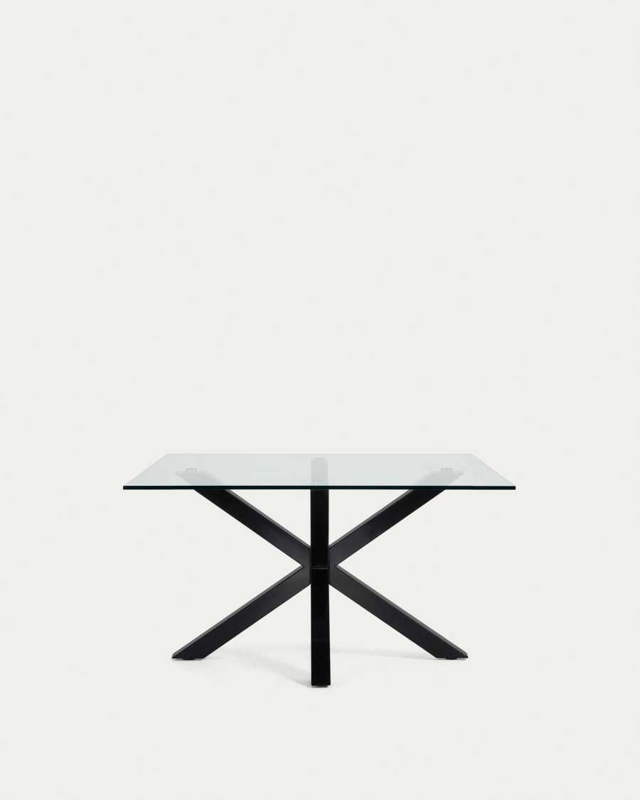 Tavolino da caffè Argo 130 x 70 cm vetro gambe nero