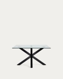 Τραπέζι σαλονιού Argo 130 x 70 εκ, γυαλί, μαύρα πόδια