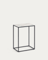 Table d'appoint Rewena avec plateau en grès cérame finition Kalos blanc 45 x 30 cm