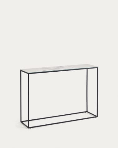 Console Rewena plateau en grès cérame finition Kalos blanc structure en acier 110 x 75 cm