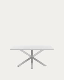 Table Argo 160 x 100 cm mélamine blanc et pieds en acier inoxydable