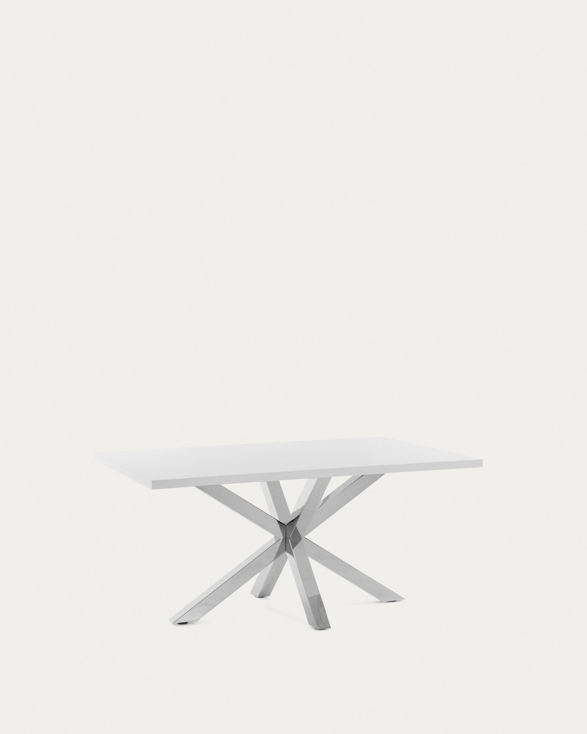 Argo Tisch 160 x 100 cm mit weißem Melamin und Edelstahlbeinen