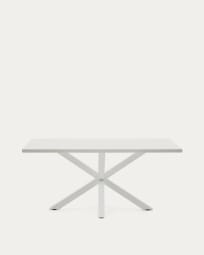 Mesa Argo 160 x 100 cm melamina acabado blanco patas de acero acabado blanco