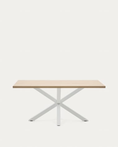 Tisch Argo aus Melamin mit natürlicher Oberfläche und Stahlbeinen mit weißem Finish, 160 x 100 cm