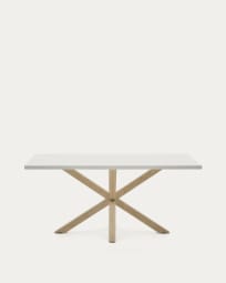 Table Argo 160 x 100 cm en mélamine blanc et pieds en acier effet bois
