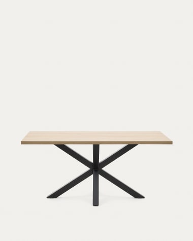 Tisch Argo aus Melamin mit natürlicher Oberfläche und Stahlbeinen mit schwarzem Finish, 160 x 100 cm
