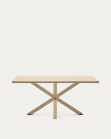 Table Argo en mélaminé finition naturelle et pieds en acier effet bois 160 x 100 cm