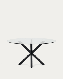 Table ronde Argo en verre et pieds en acier finition noire Ø 150 cm