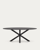 Tavolo rotondo Argo in vetro nero con gambe in acciaio finitura nera Ø 120  cm