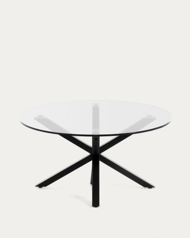 Τραπέζι σαλονιού Full Argo, γυαλί, μαύρο, Ø 82 εκ