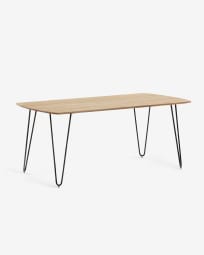Stół Barcli 200 x 90 cm lite drewno akacjowe stalowe nogi czarne wykończenie