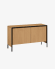 Nadyria oak wood veneer 2 door sideboard with black finish steel, 140 x 82 cm