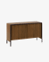 Nadyria walnut wood veneer 2 door sideboard with black finish steel, 140 x 82 cm