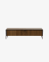 Nadyria walnut wood veneer 3 door TV stand with black finish steel, 180 x 50 cm