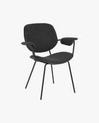 Καρέκλα Naiquen, σκούρο γκρι και ατσάλι σε μαύρο φινίρισμα