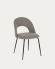 Cadira Mahalia gris clar i potes d'acer acabat pintat negre