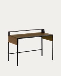 Nadyria Schreibtisch Walnussfurnier und Stahl mit schwarzem Finish 120 x 55 cm