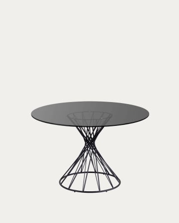 Okrągły stół Niut szklany z nogami ze stali z czarnym wykończeniem Ø 120 cm