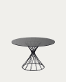 Niut ronde glazen tafel met massief stalen poten en zwarte afwerking Ø 120 cm
