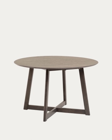 Table extensible ronde Maryse 70 (120) x 75 cm contreplaqué frêne et pieds bois massif