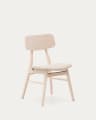 Selia chair in oak veneer, solid rubber wood, and light grey upholstery
