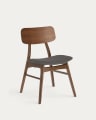 Selia chair in walnut veneer, solid rubber wood and dark grey upholstery