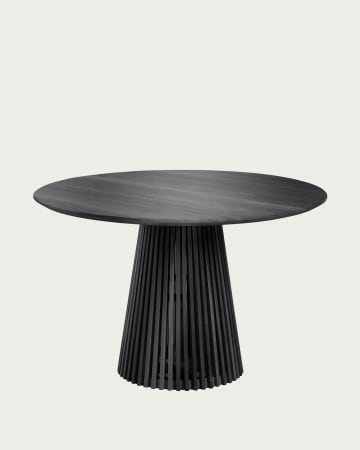 Stół okrągły Jeanette z litego drewna tekowego wykończenie czarne Ø 120 cm