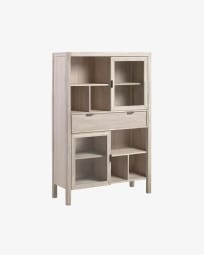 Buffet vitrine Alen 110 x 166 cm en bois d'acacia