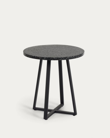 Tella runder Tisch Terrazzo schwarz und Stahlbeine Ø 70 cm