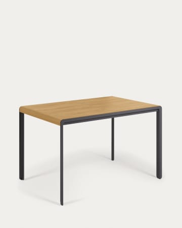 Stół rozkładany Nadyria fornir dębowy stalowe nogi wykończenie czarne 120 (160) x 80 cm