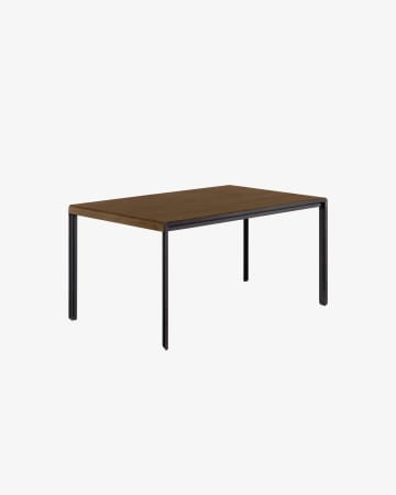 Nadyria ausziehbarer Tisch mit Walnussfurnier und schwarzen Stahlbeinen 120 (160) x 80 cm