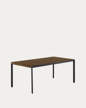 Table extensible Nadyria en contreplaqué de noyer et pieds en acier noir 160 (200) x 90 cm