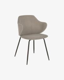 Suanne beige chair with steel legs with black finish