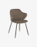 Suanne chair in dark grey corduroy with steel legs with black finish