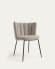 Aniela chair in grey shearling and metal with black finish