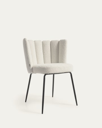 Aniela chair with white fleece and metal with black finish FR