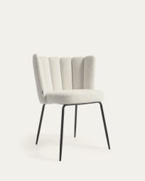 Καρέκλα Aniela, λευκό shearling και μέταλλο σε μαύρο φινίρισμα