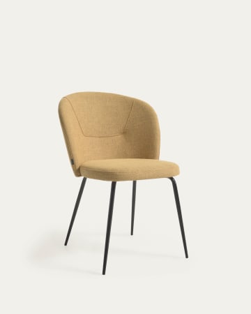 Anoha chair in mustard with metal with black finish