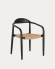 Krzesło sztaplowane Nina z litego drewna akacjowego z czarnym wykończeniem i beżowa papierowa lina FSC 100%