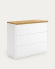 Abilen Kommode mit 3 Schubladen Eichenfurnier und weiß lackiert 90 x 75 cm