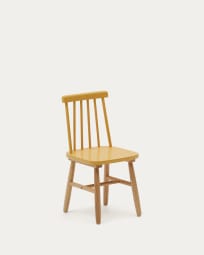 Cadeira infantil Tressia madeira maciça de seringueira com acabamento mostarda e natural