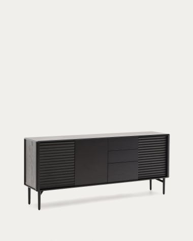 Lenon sideboard 3 doors and 3 drawers solid wood and black oak veneer 200x86cm FSC Mix Cre