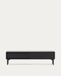 Lenon tv-meubel 2 deuren van massief hout en zwart eikenfineer 200x55 cm FSC Mix Credit