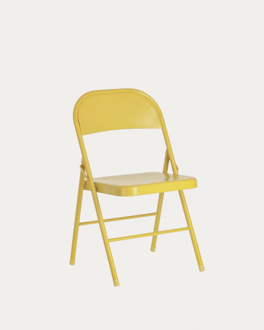 Chaise pivotante Jenna jaune moutarde et pieds en acier noir